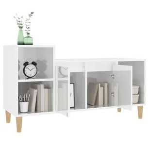 Szafka pod TV, wysoki połysk, biała, 100x35x55 cm - Szafki RTV - miniaturka - grafika 5
