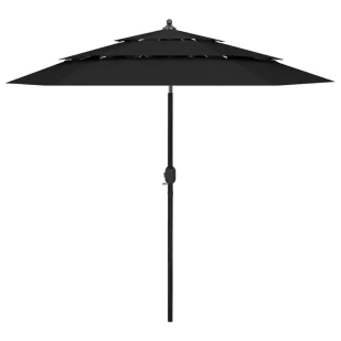 Czarny parasol ogrodowy z potrójnym daszkiem F1-R83 - Parasole ogrodowe Czarny parasol ogrodowy z potrójnym daszkiem F1-R83 - Parasole ogrodowe - miniaturka - grafika 1