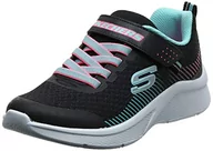 Buty dla dziewczynek - Skechers Trampki dziewczęce Microspec, Czarna czarna siatka Aqua Neon różowe wykończenie Bkaq - 36 EU - miniaturka - grafika 1