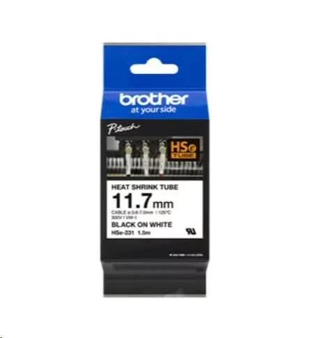 Brother HSE-231E, 11.2 mm x 1.5 m, černý tisk / bílý podklad , originální páska