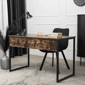 Biurka - Biurko Loft do Gabinetu ROSS 120x60 cm Dąb rustykalny/Czarny Nowoczesne - miniaturka - grafika 1