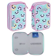 Piórniki - Astra Piórnik Szkolny Podwójny Dwuklapkowy Bez Wyposażenia Minty Pandas - miniaturka - grafika 1