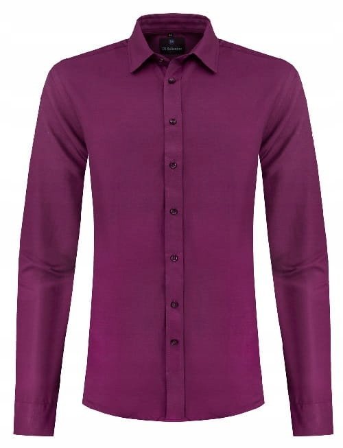 KOSZULA MĘSKA DI SELENTINO FIOLETOWA GŁADKA CLASSIC FIT - Shirt: 49