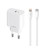 Ładowarki do telefonów - Maxlife ładowarka sieciowa PD QC MXTC-06-20C 1x USB-C 20W biała + kabel USB-C - Lightning 20W - miniaturka - grafika 1