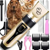 Maszynki i nożyczki dla psów - MASZYNKA DO STRZYŻENIA PSÓW PSA KOTA ZWIERZĄT ZESTAW CICHA PROFESJONALNA - miniaturka - grafika 1