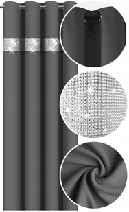 ZASŁONA GOTOWA Z CYRKONIAMI 145x230 NA PRZELOTKACH ZASŁONY GŁADKIE CEKINY - Zasłony - miniaturka - grafika 1
