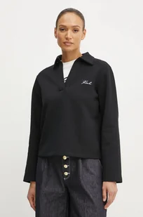 Karl Lagerfeld bluza damska kolor czarny gładka A1W20042 - Bluzy damskie - miniaturka - grafika 1
