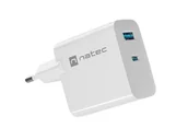 Ładowarki do telefonów - Natec Ribera GaN 45W USB-A USB-C biała - miniaturka - grafika 1