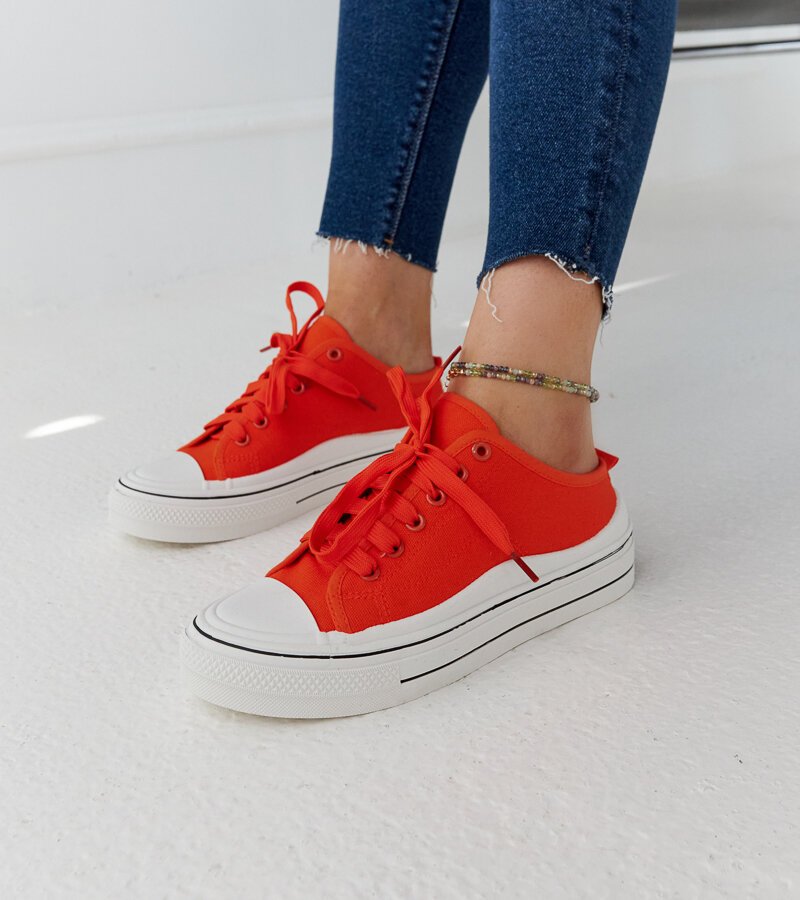 Pomarańczowe trampki na platformie Fiori-39