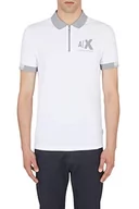 Bluzy męskie - Armani Exchange Męska bluza Sustainable, Slim Fit, Side Distorted Logo Polo Sweater, biała, bardzo duża, biały, XL - miniaturka - grafika 1