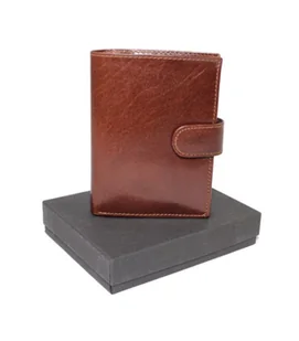 Portfel Męski Skóra Naturalna Polska Galanteria (PL) Duży Pionowy Komin Na Bilon BRĄZOWY N62L RFID 12,5 x 10 x 2,5 [cm] - Portfele - miniaturka - grafika 1