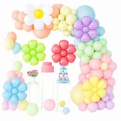 Baby shower i roczek - BALONY NA URODZINY GIRLANDA DEKORACJA ZESTAW ROCZEK KWIATEK STOKROTKA 125x - miniaturka - grafika 1