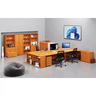 Szafa biurowa z drzwiami przesuwnymi PRIMO WOOD, 740 x 800 x 420 mm, wiśnia - Szafy biurowe - miniaturka - grafika 1