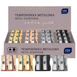 TEMPERÓWKA PODWÓJNA METALOWA SATIN GOLD INTERDRUK - Temperówki - miniaturka - grafika 1