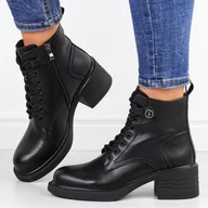 Botki damskie - Czarne skórzane botki damskie Vinceza 91107 - miniaturka - grafika 1