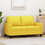 Sofy i kanapy - vidaXL Sofa 2-osobowa, jasnożółta, 120 cm, tapicerowana tkaniną - miniaturka - grafika 1