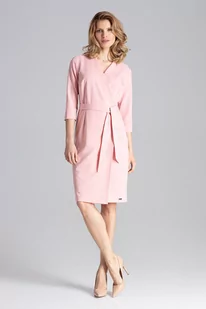 Klasyczna sukienka z kopertowym dekoltem | Różowa XL - Sukienki - miniaturka - grafika 1