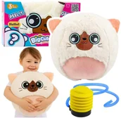 Skoczki dla dzieci - Piłka Do Skakania Rosnąca Pluszowa Kotek Biały Pompka 50 cm - miniaturka - grafika 1