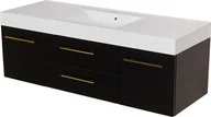 Szafki łazienkowe - Szafka łazienkowa wisząca czarny mat z umywalką 140 cm Nela Belli Gold Gante - miniaturka - grafika 1