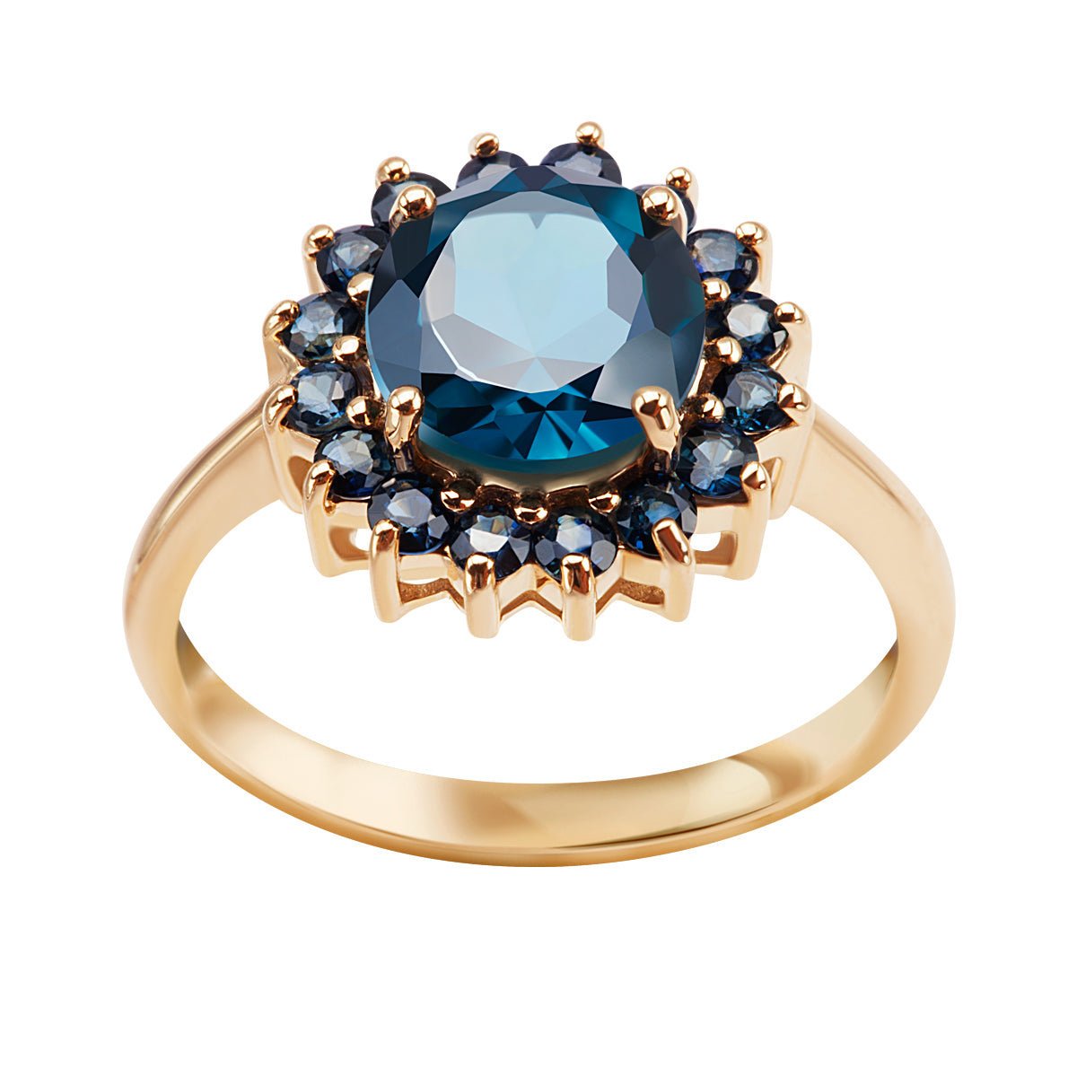 Złoty Pierścionek Topaz London Blue VERONA pr.585 (rozmiar 10)