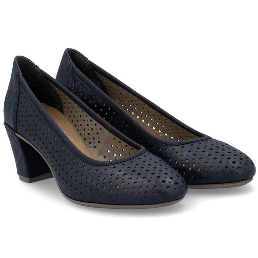 Czółenka damskie ażurowe Rieker 41057-14 BLUE R.37