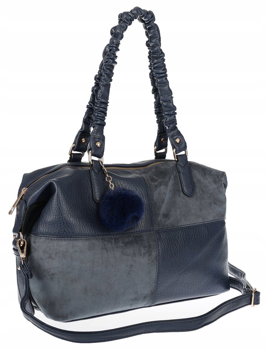 Torebka damska shopper A4 elegancka torba duża do pracy HJ1255 Granatowa