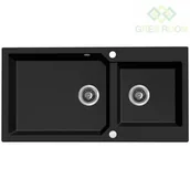 Zlewozmywaki - Laveo Milos - zlewozmywak 2-komorowy Czarny Monokolor Granit - miniaturka - grafika 1