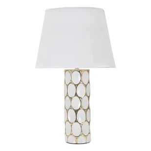 Ceramiczna lampa stołowa w biało-złotym kolorze z tekstylnym kloszem (wys. 56 cm) Glam Carv – Mauro Ferretti - Noże stołowe - miniaturka - grafika 1