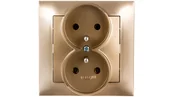Gniazdka elektryczne - Ospel Gniazdo ścienne IMPRESJA Podwójne z/u złoty metalik GP-2YZ/28 - miniaturka - grafika 1