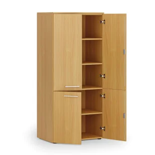Szafa biurowa pół-drzwi PRIMO WOOD, 1781 x 800 x 500 mm, buk - Szafy biurowe - miniaturka - grafika 1