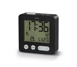 Hama - Budzik z wyświetlaczem LCD i termometrem 2xAAA czarny - Zegary - miniaturka - grafika 1