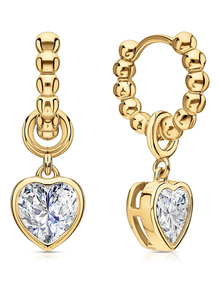 DI GIORGIO Pozłacane kolczyki-kreole z cyrkoniami