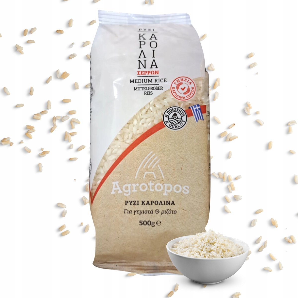 Grecki Ryż Średnioziarnisty, Tradycyjna Odmiana Carolina Agrotopos 500 g,