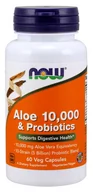 Suplementy naturalne - NOW Foods - Aloe 10.000 & Probiotyki, 60 vkaps - miniaturka - grafika 1