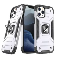 Etui i futerały do telefonów - Wozinsky Ring Armor pancerne hybrydowe etui pokrowiec + magnetyczny uchwyt iPhone 12 Pro Max srebrny - miniaturka - grafika 1