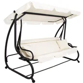 Huśtawki - Huśtawka ogrodowa 4-osobowa z daszkiem kremowa - miniaturka - grafika 1