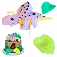 Dodatki do ciast w proszku - Figurka cukrowa na tort topper dinozaur ozdoba dekoracje urodzinowe liść 2D - miniaturka - grafika 1