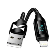 Kable USB - Kabel USB-A - Lightning Wozinsky WUALC1 z wyświetlaczem LED 2.4A 1m  - czarny - miniaturka - grafika 1