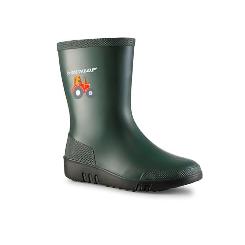 Dunlop Mini dziecięce kalosze – w 100% wodoszczelne, kalosze dla dzieci; dla dziewcząt i chłopców – rozmiar 20-30, Heritage Green, 22 EU