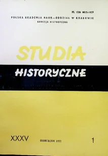 Studia historyczne Rok XXXV Zeszyt 1 - Książki o kulturze i sztuce - miniaturka - grafika 1