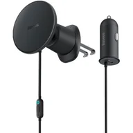 Uchwyty samochodowe do telefonów - Baseus Magnetyczny uchwyt samochodowy CW01 do kratki z ładowarką USB-C, 15W + 25W (czarny) - miniaturka - grafika 1