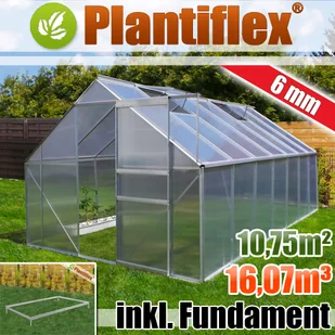 Szklarnia aluminiowa 16.07m³ z fundamentem 250x430cm szklarnia ogrodowa szklarnia aluminiowa szklarnia pomidorowa 10.75m² - szkło 6mm - srebrna - Szklarnie ogrodowe - miniaturka - grafika 1