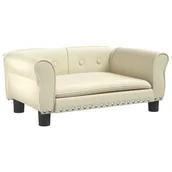 Legowiska dla psów - vidaXL Legowisko dla psa, kremowe, 70x45x30 cm, sztuczna skóra - miniaturka - grafika 1