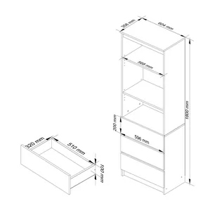 REGAŁ BIUROWY R 60 cm CLP 3 SZUFLADY 2 PÓŁKI BIAŁY - Regały biurowe - miniaturka - grafika 4