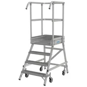 Rusztowania - KRAUSE Podest jezdny 4 stopniowy z jednostronnym wejściem, stopniami z kraty o klasie poślizgu R13 821386 - miniaturka - grafika 1