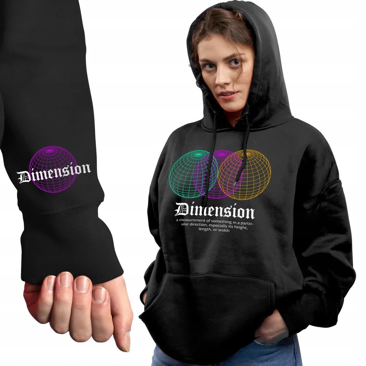 Czarna Bluza Damska Z Kapturem DIMENSION Rozmiar XL WIELE WZORÓW