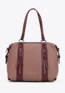 Torebki damskie - Damska shopperka z rączkami z ekoskóry bordowa - miniaturka - grafika 1