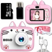 Aparaty Cyfrowe - ZeeTech Aparat Cyfrowy Fotograficzny Dla Dzieci Kamera Zabawka Kotek różowy Gry 40Mpx + Karta 32Gb - miniaturka - grafika 1
