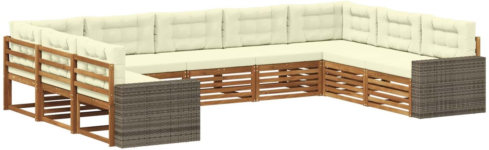 vidaXL Zestaw sof na zewnątrz z poduszką 9 pcs Naturalny i Kremowy
