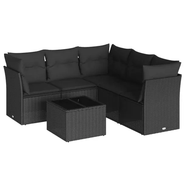 Zestaw wypoczynkowy ogrodowy 5-osobowy, czarny, rattan PE, wymiary 179 x 17